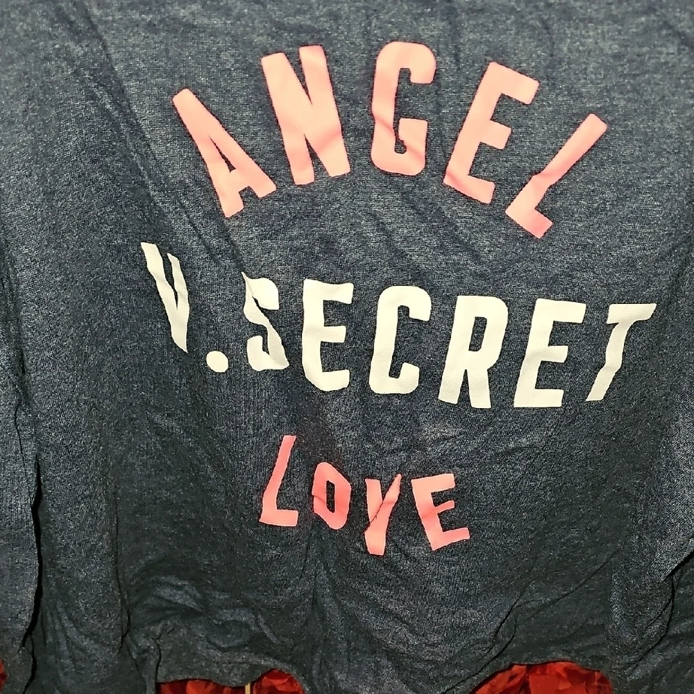 Victoria's Secret Blue Hoodie Crop Zip Up Sweatshirt Size Large